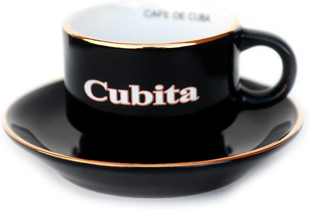 

4 Small Ceramic Espresso Cups with Saucers, 3 oz Cuban Coffee Set - Tazas de Cafe Cubita