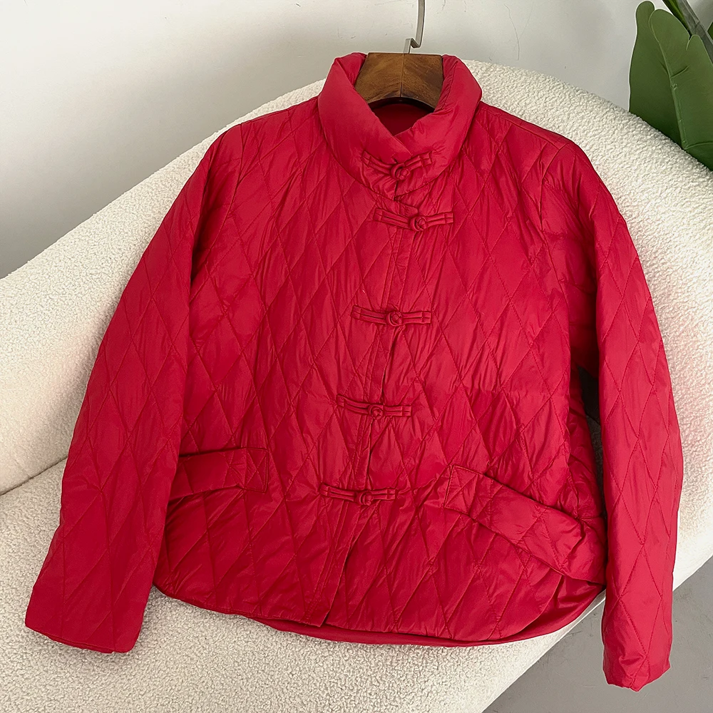 Piumino da donna New Fashion American White Duck Down Coat Piumino leggero Piuma Casual Office Lady