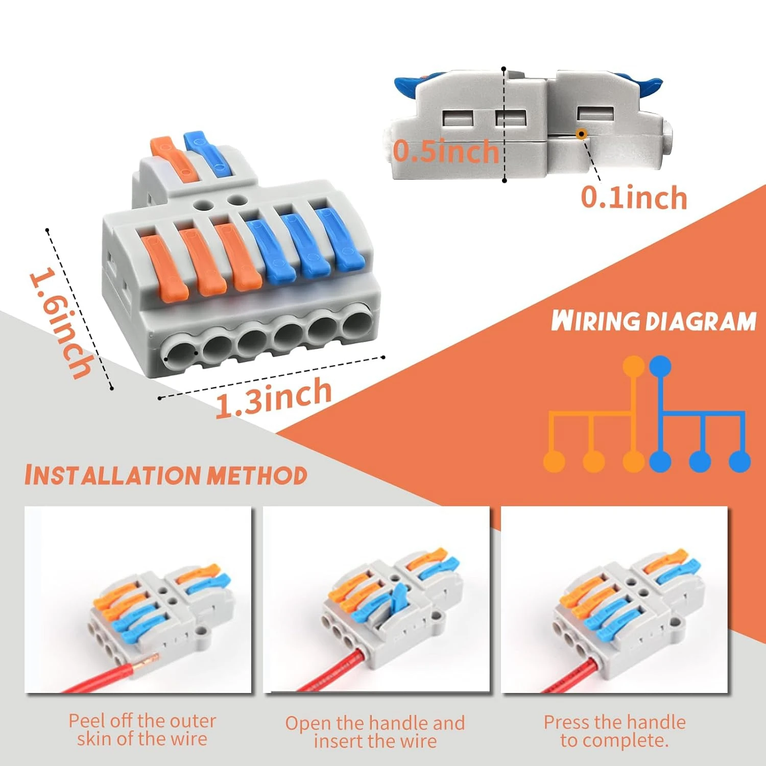 10PCS SPL2/3 Connector Wiring Terminal Quick PCT Lamp Wire Connector Parallel Wire Junction Box 2 in Multiple Out Splitter