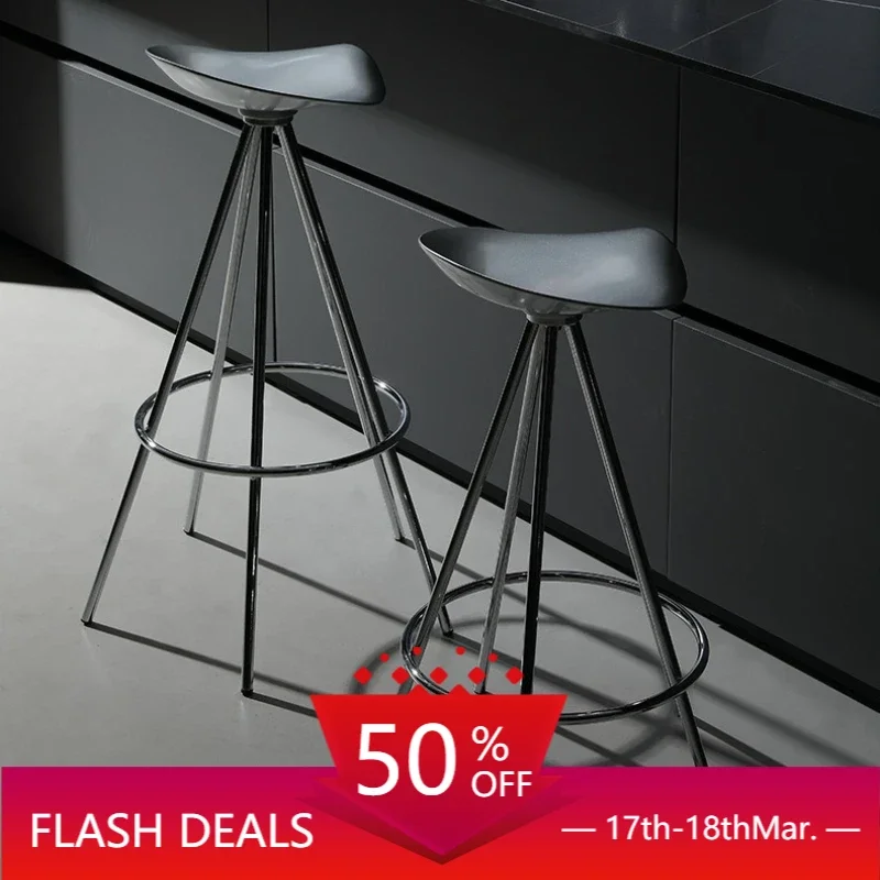 Nordic Metal Bar Stools Modern High Footrest Chair For Kitchen Island Industrial Counter Seat For Cafe Minimalist Bar Chairs