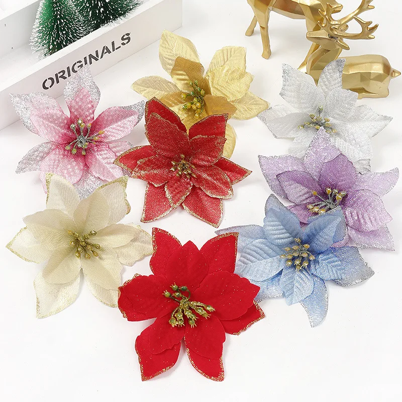 Christmas Decorations Artificial Flowers Hanging Christmas Tree Pendant Ornaments Navidad for Home New Year 2023 Party Supplies