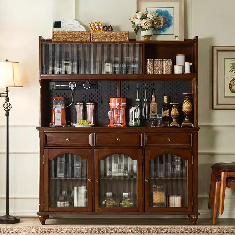 

American solid wood dining side living room retro locker wine against the wall European simple kitchen high side