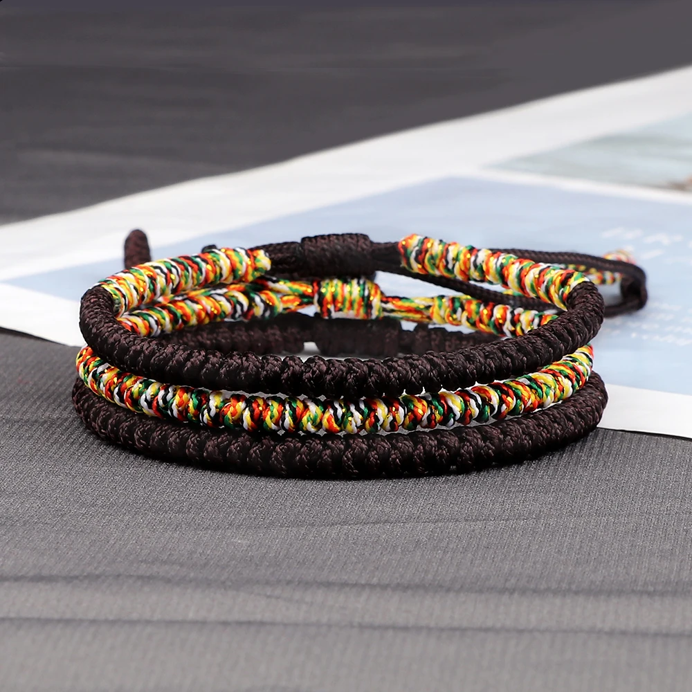 Lucky Rope Bracelets Set Handmade Braided Black Red Thread Bracelet Fashion Tibetan Buddhist Wristband Male Female Jewelry Gifts