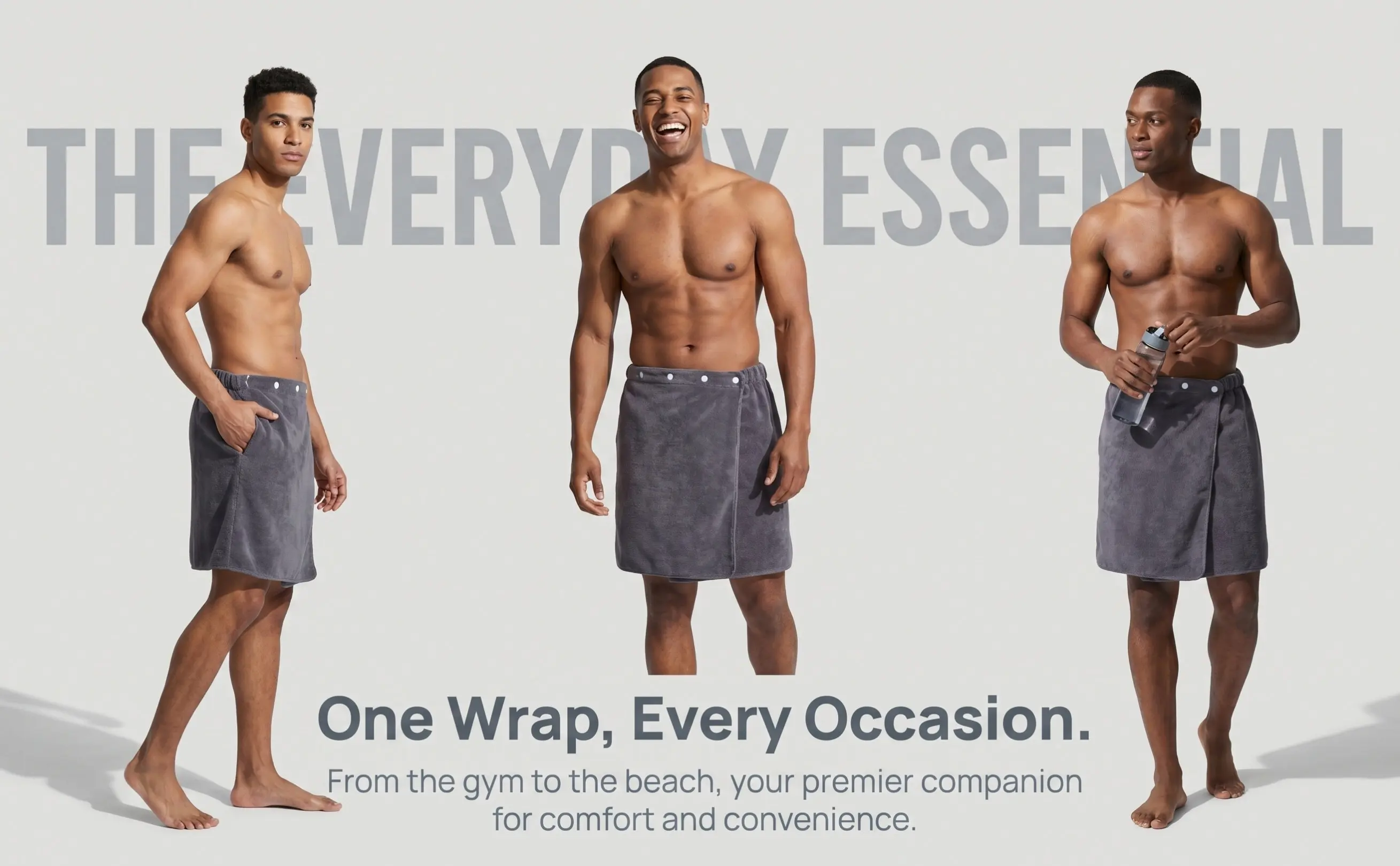 Men's Wearable Bath Towel Wraps Fleece Absorbent Shower Spa Gym Beach Swim Short Pants Privacy Body Towel Wrap After