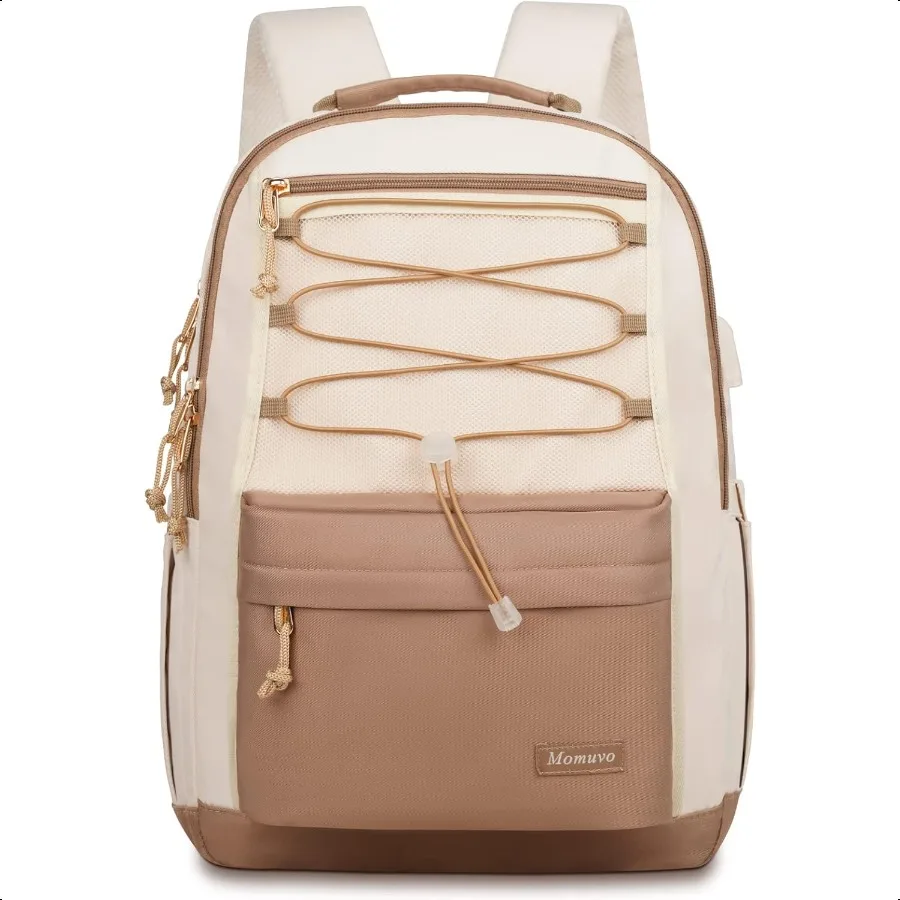 

MOMUVO Classic Backpack for Women Lightweight High School Bookbag for Teens Girls Waterproof 15.6 Inch Laptop Bag with USB Char