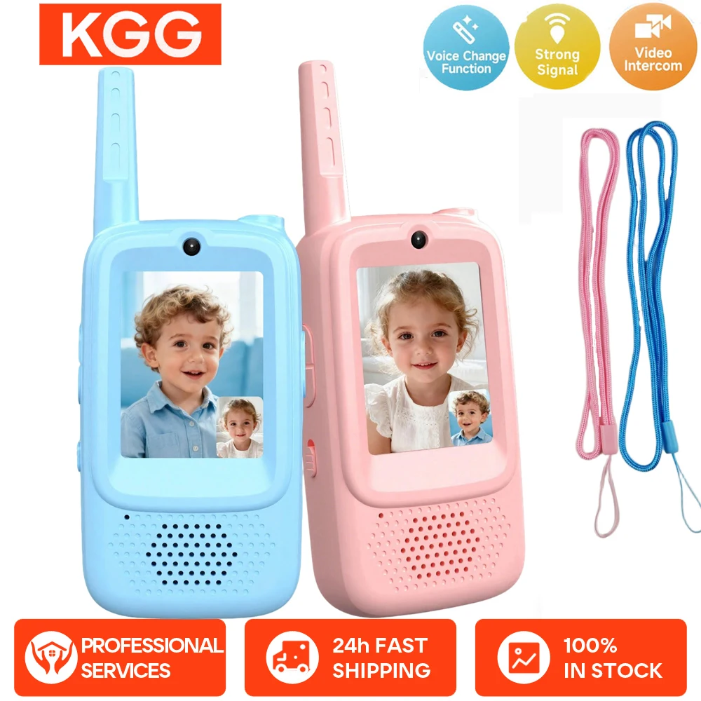 

Children's Video Walkie Talkie 2PCS Rechargeable Kids Intercom With Video Call Voice Converter Indoor Outdoor Camping Gift Kids