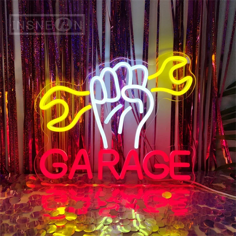 Imagem -02 - Sinal de Neon Led Personalizado para Garagem Usb Powered Ideal para Oficina Homem Caverna Decoração Sinais de Neon para Estúdio