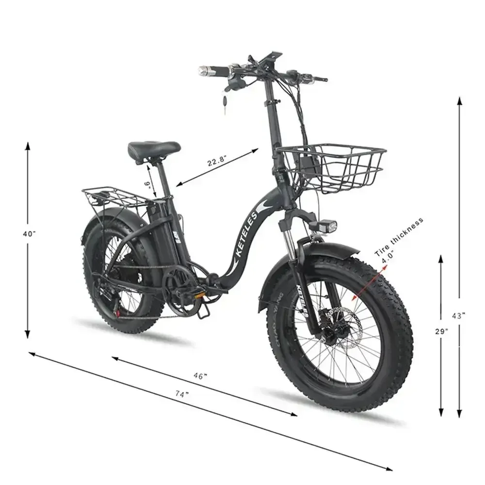 KETELES KF9 Ebikes 1000W Motor 48V35AH Lithium Battery City Electric Bicycle Folding 20*4.0 Inch Fat Tire Mountain Electric Bike