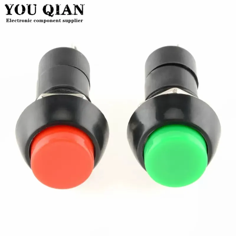 5 pces PBS-11A PBS-11B 12mm interruptor de botão de bloqueio automático plástico que trava switchs 3a 250v ac 2pin