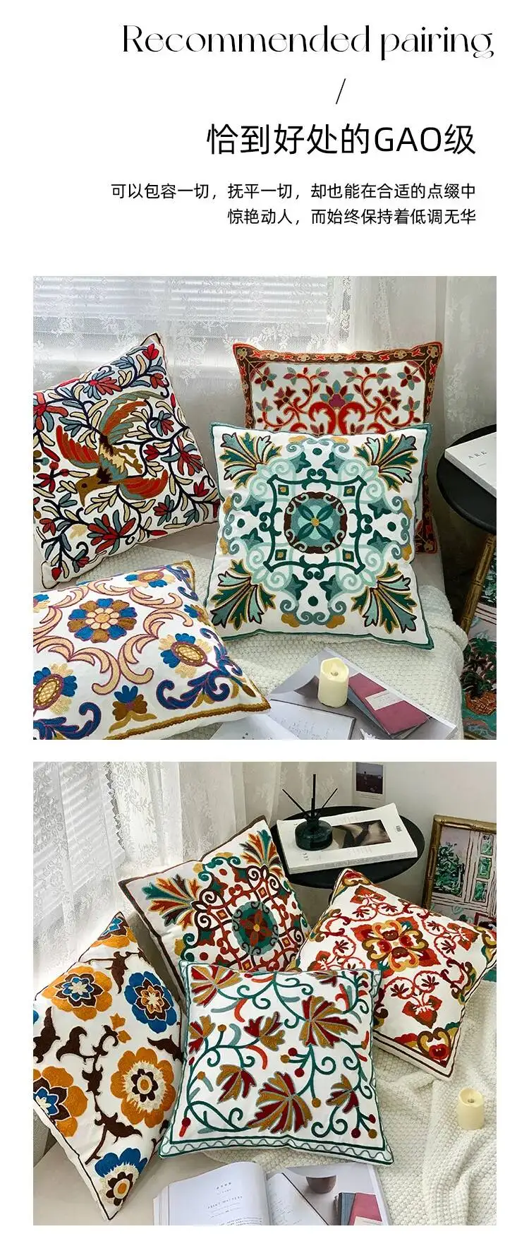 Ethnischer Stil, floral bestickter Kissenbezug, niedliches Design, Boho, Frühling, Sommer, dekorative Kissenbezüge für Sofa, Bett, Dekoration – Detail 9