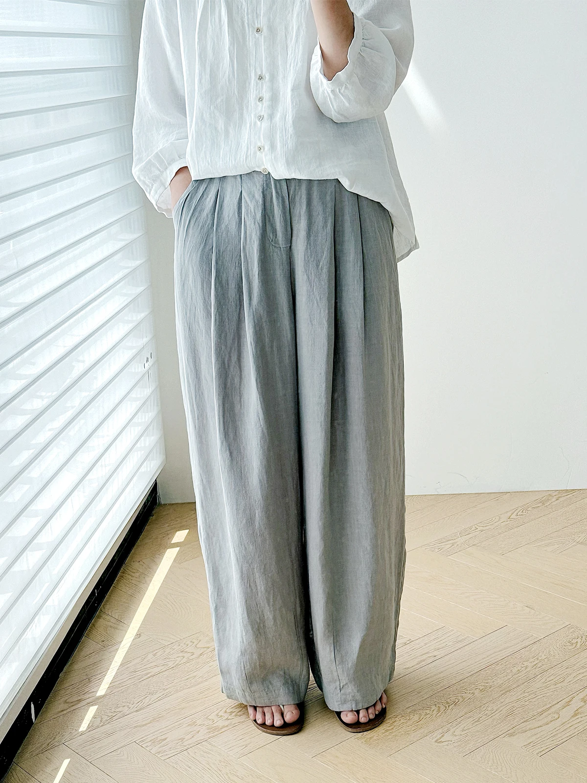 

Casual Wide Leg Pants Women's Loose Fit Han Mallow Slimming Thin High Waist Straight Leg Trousers Autumn New Sle Faionable