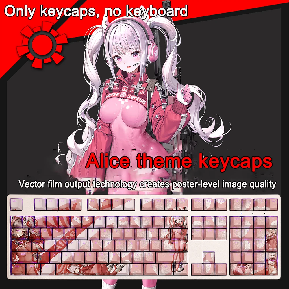 108 Keys/set Nikke Goddess of Victory Keycaps PBT Dye Subbed Keycaps Cherry Anime Cartoon Gaming Key Caps For ANSI 61 87 104 108