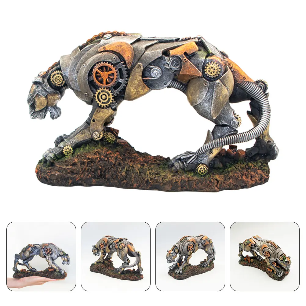 

3D Realistic Mechanical Leopard Ornament Resin Fish Tank Decoration Aquarium Hideout Cave Artificial Statue Simulation Fish Tank