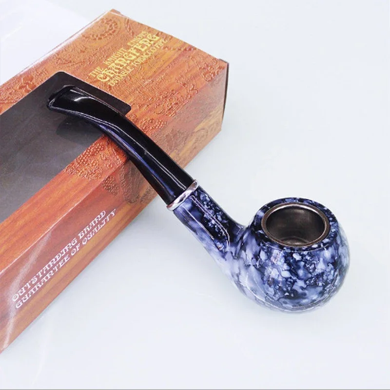 Resin Vintage Durable Tobacco Smoking Pipe Black Smoke Pipes Reduce Tar Cigarette Filter Men Gift Tobacco Smoking Gadgets