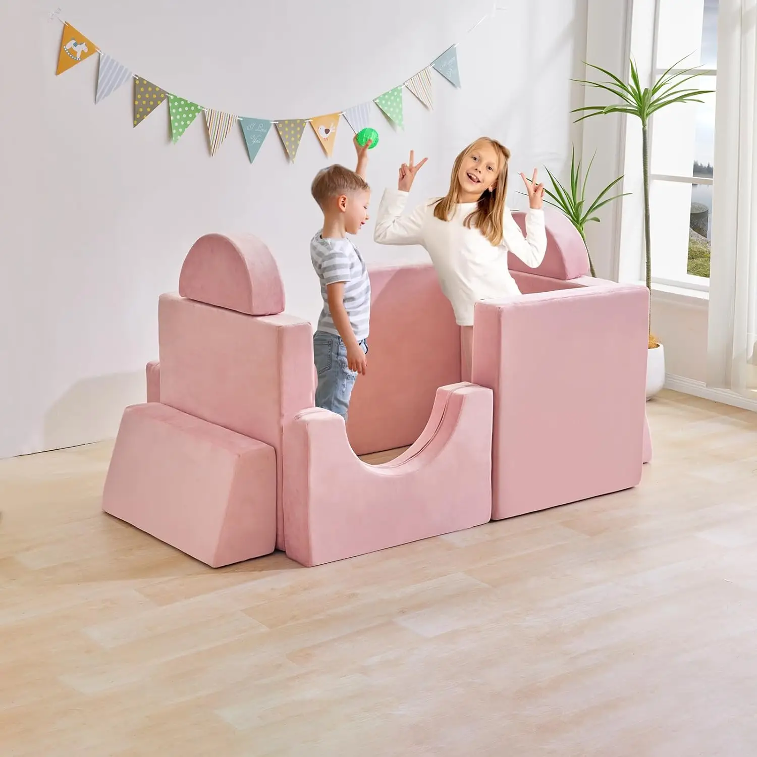 Modular Kids Play Couch, Kids Play Couch for Age 1-16, Kids Modular Couch for playroom Bedroom Living Room, Kids Couch