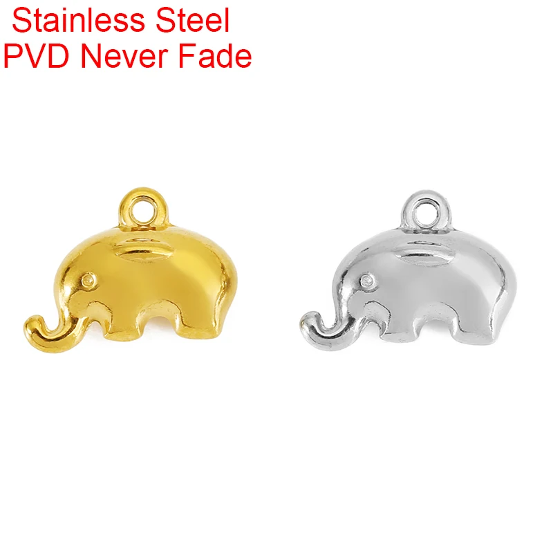 

5 шт., никогда не выцветает, подвески в виде слона из нержавеющей стали, ожерелье, бусины, подвески, серьги, подвески для браслета «сделай сам», фурнитура для изготовления ювелирных изделий