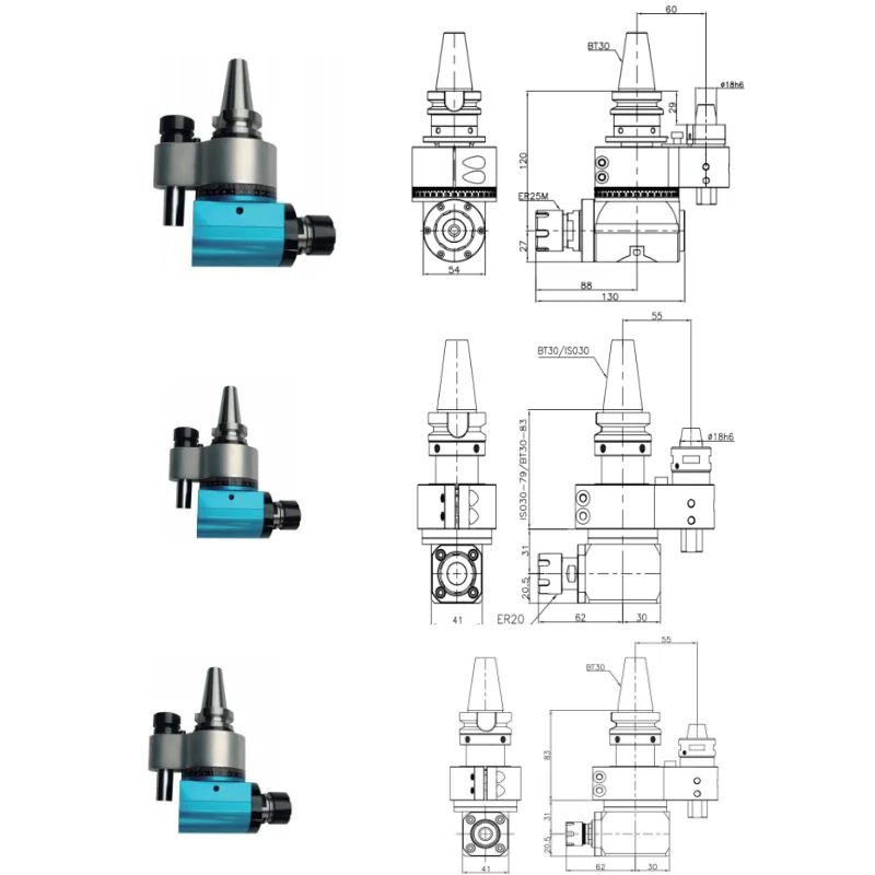 

CNC Machine Tools 90 Degree BT30 BT40 BT50 Angle Head Horizontal Milling Head AG90-ER16/ER20/ER32/ER40 90 Degree Angle Head