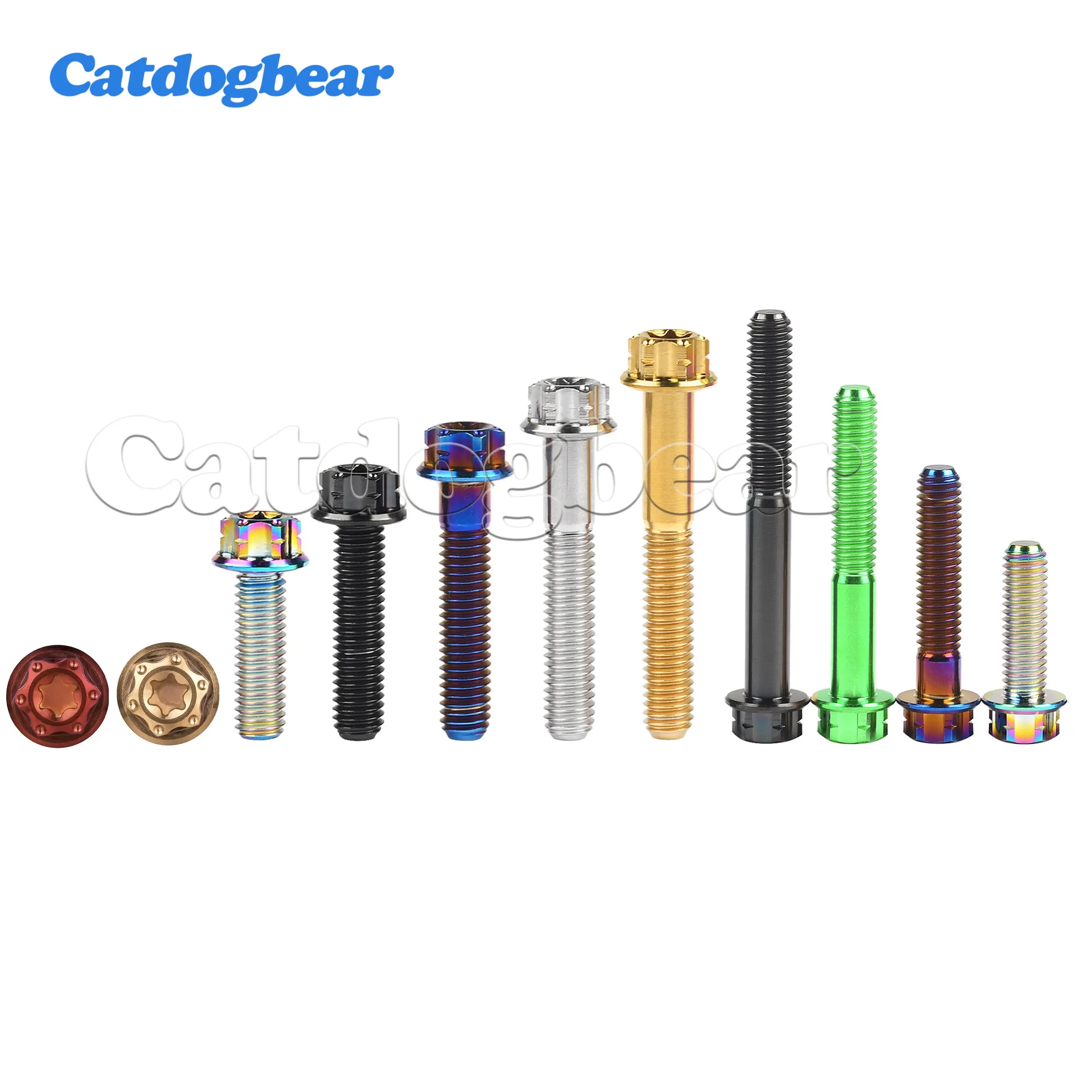 Catdogbear Titanium Bolt 4PCS M6x10 15 20 25 30 35 40 45 50 55mm Torx for Cars and Motorcycles