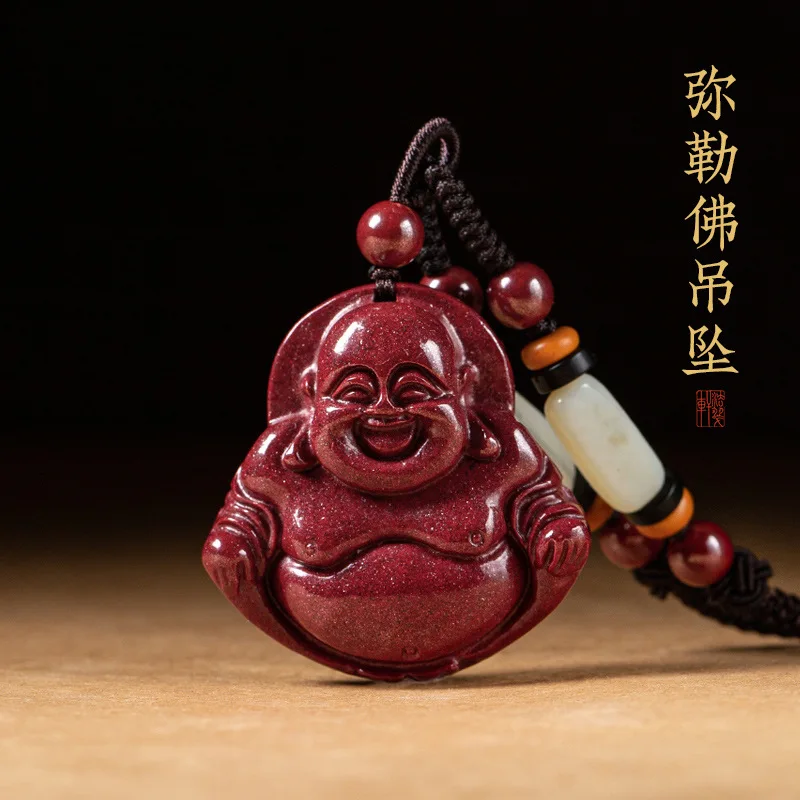 

Натуральный высокий содержание фиолетовый золотой песок Майтрейя женский кулон смеющийся Будда ожерелье подвесной орнамент