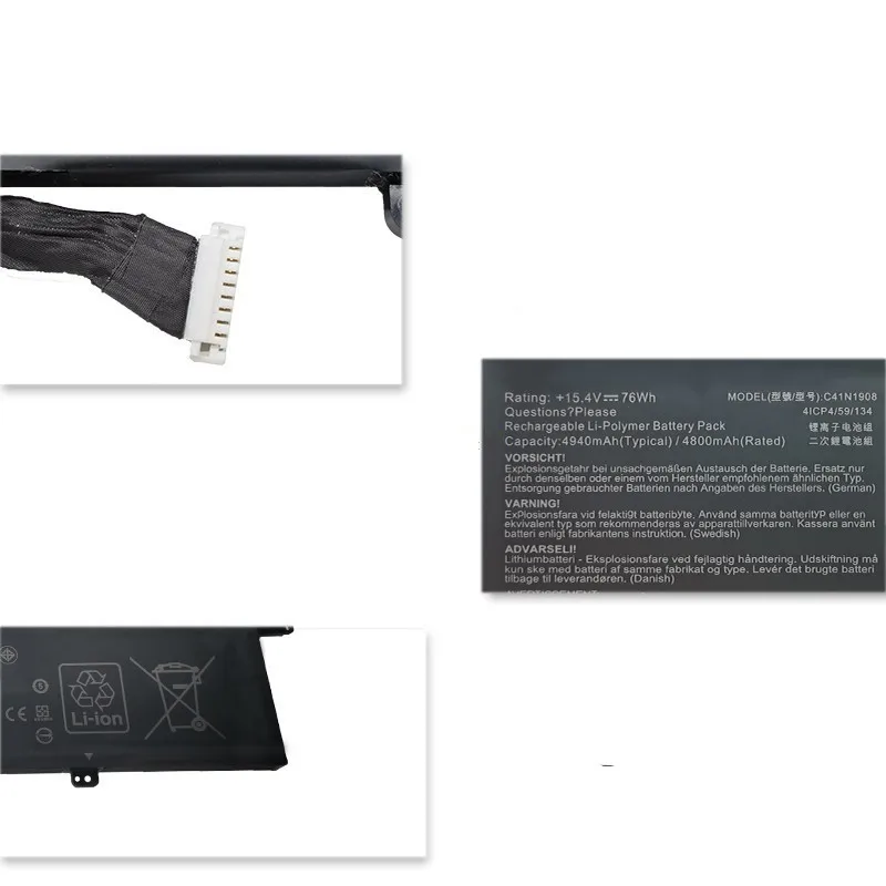 Imagem -05 - Bateria do Portátil para Asus Rog Zephyon C41n1908 0b20003610000 G14 Ga401 Ga401ii Ga401iu Ga401iv Ga401ih Ga401qm Ga401qh Ga401qh