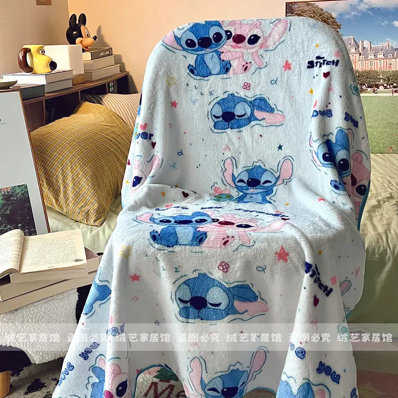 

Cartoon Disney Lilo & Stitch Blanket flannel Student Office Napping Blanket Cute Velvet Blanket Dormitory Bed Sheet Blanket Gift