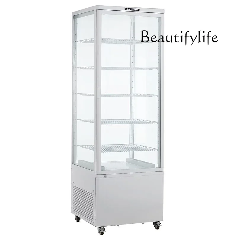 Large capacity transparent glass refrigerator, beverage milk cake crisper