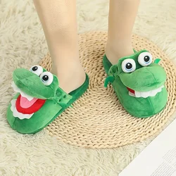 Women's Funny Winter Indoor Walking Home Shoes Crocodile Cotton Slippers Plush Toys