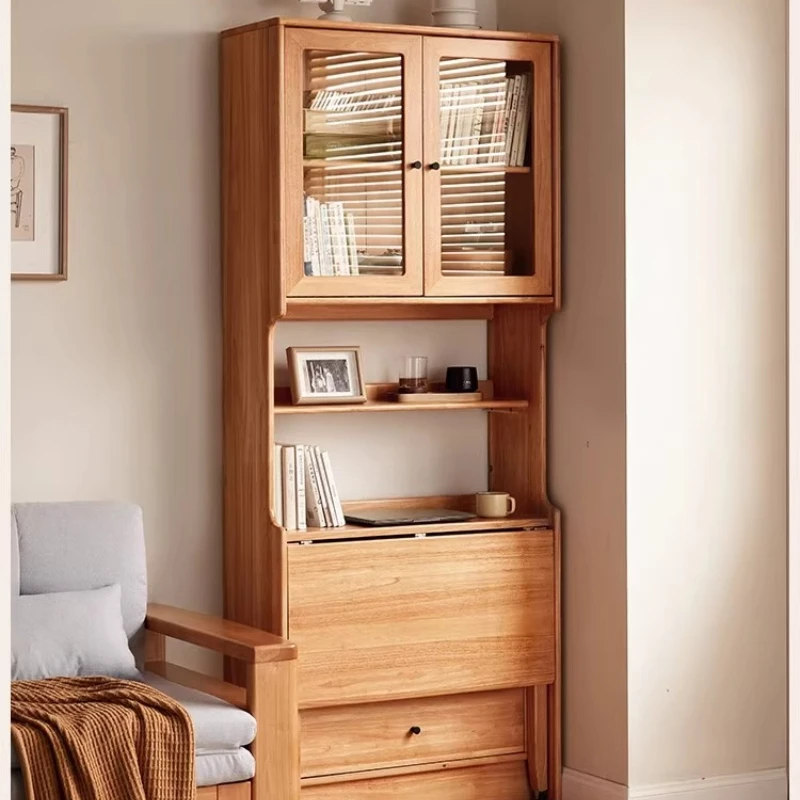 

Folding study table Solid wood desk Bookshelf integrated household bedroom Computer desk Writing desk Office Study table