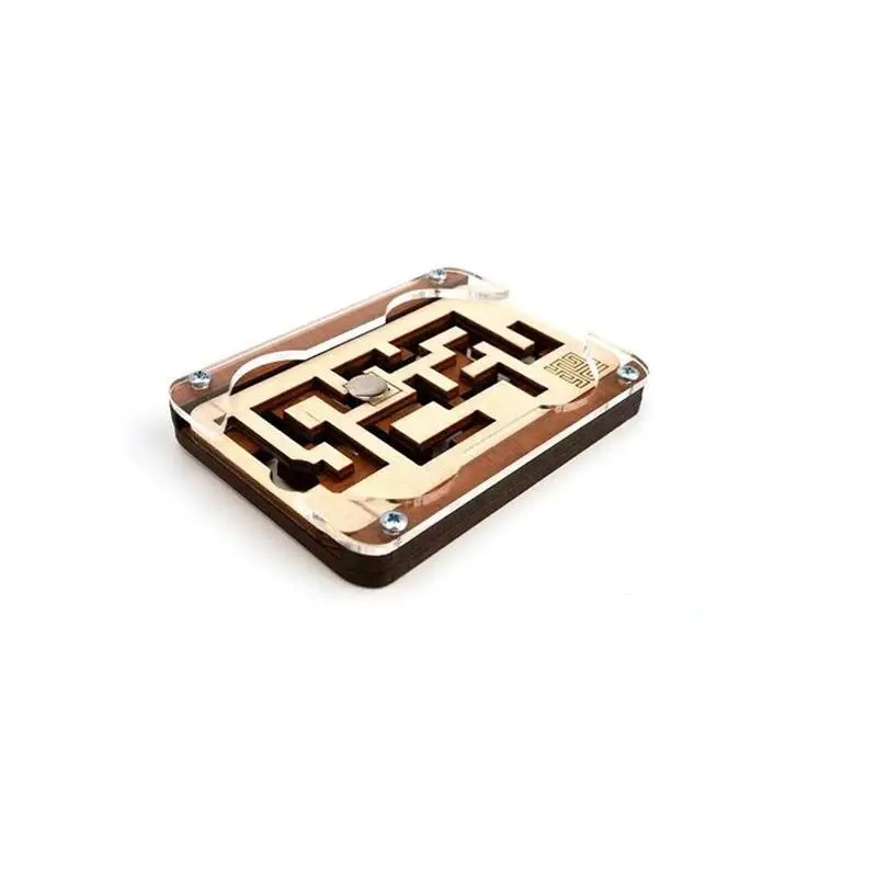 Challenging Portable Two Keys Wooden Maze Mind Brain Teasers Puzzles Game