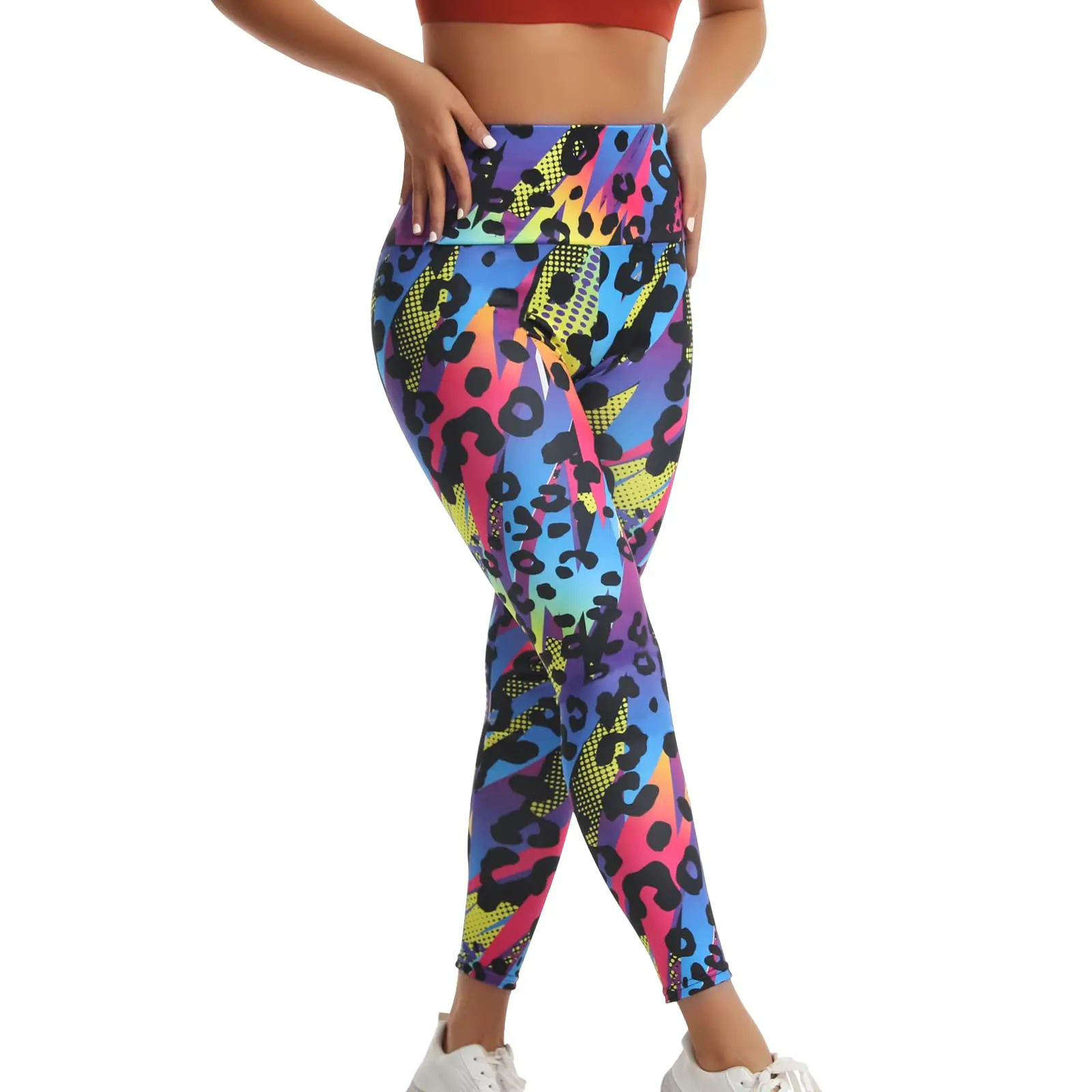 Colorful Leopard Print Yoga Pants Women\'s High Waist Fashion Printed Leggings Fitness Jogging Cycling Elastic Tights Hip Lifting