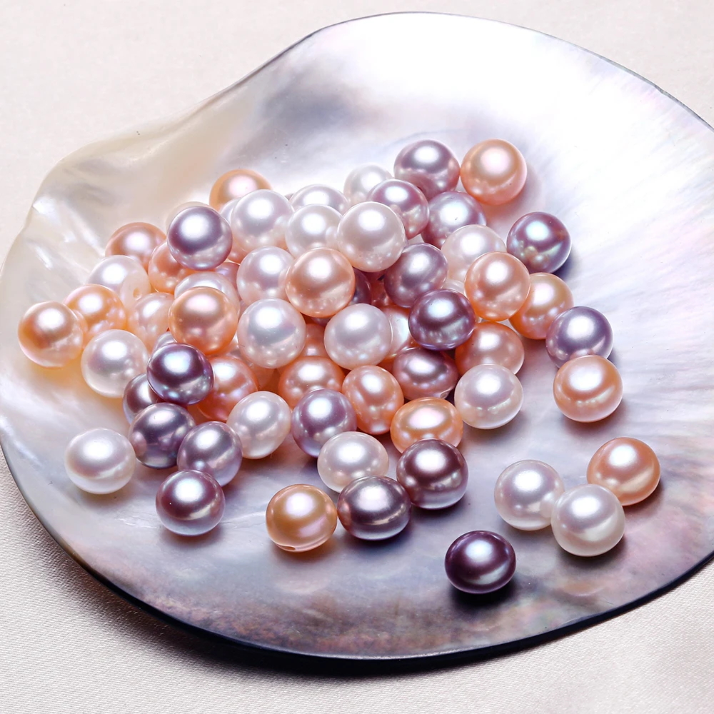 100% Natural Pearls Stud Earrings Bead Half Drilled Hole Freshwater Pearl Bread Beads for Jewelry Making DIY Earring Accessories