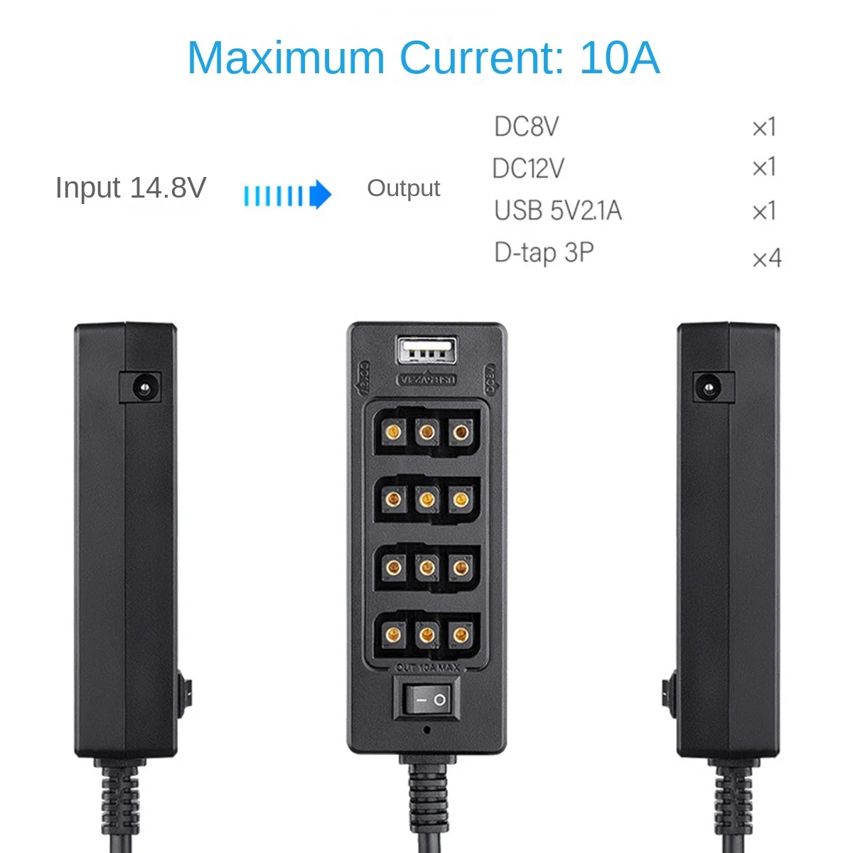 New D-Tap to 4 Female D-Tap 2 DC USB Output Power Cable Distributor Splitter Hub Box for Anton Bauer V Mount Batteries