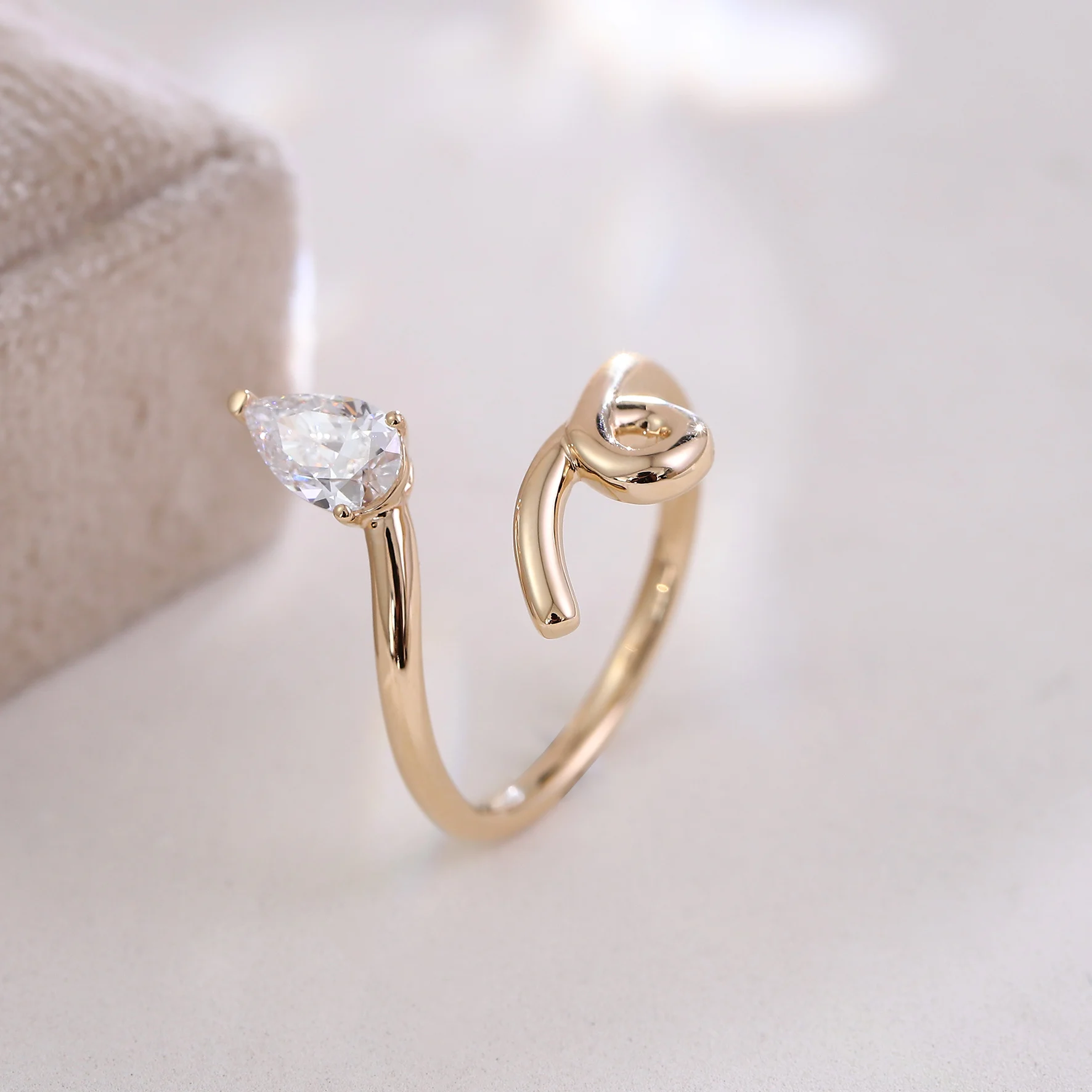 Anello regolabile serpente provenzale 18KGold 1ct Taglio a pera IGI E/VS1 Anello con diamanti coltivati in laboratorio Anelli animali alla moda Personalizzati personalizzati