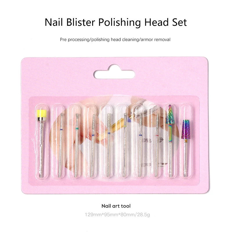 Nail Polishing Head Blister Set Electric Grinding Head Exfoliating Clean For Gel Nail Polish Manicure Milling Cutter Files Tools