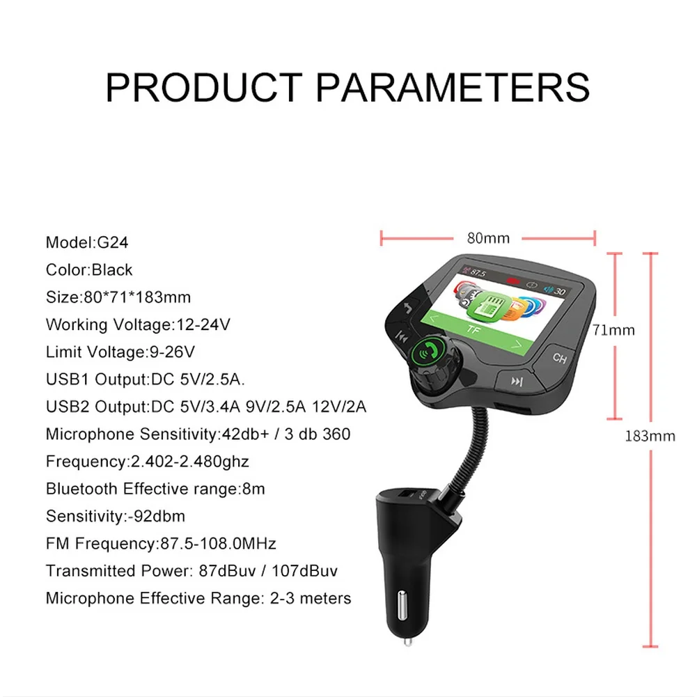 Hands-free Calling Car for mp3 Player For Driving USB And TF Support Wireless Connectivity For Hands Free Calls