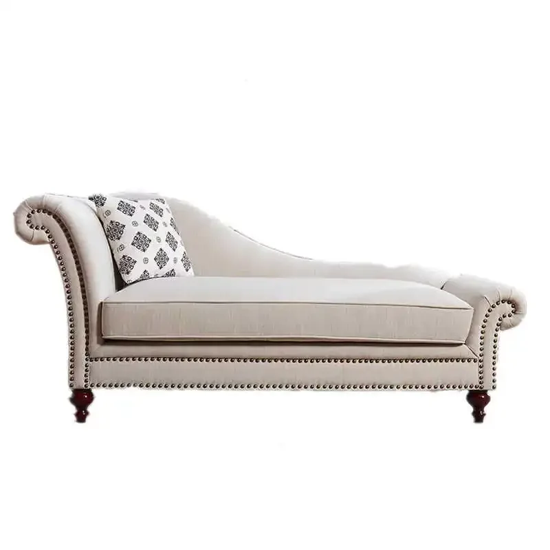 

American simple striped concubine chair French living room lazy sofa small apartment bedroom end of bed solid wood beauty reclin