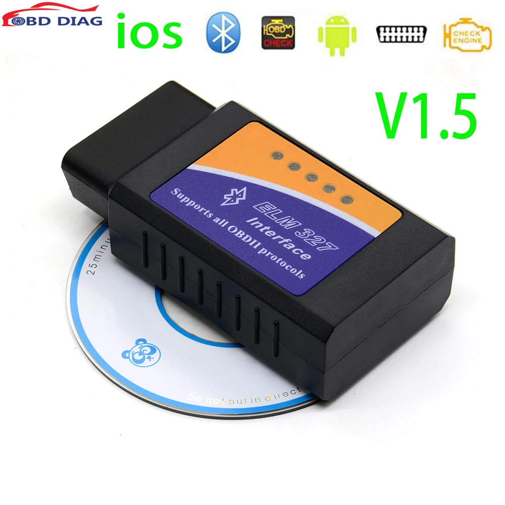 

New Wifi ELM327 V1.5 Auto Scanner OBD OBD2 ELM 327 Bluetooth 2.0 Code reader Car Diagnostic Tool For Android/IOS