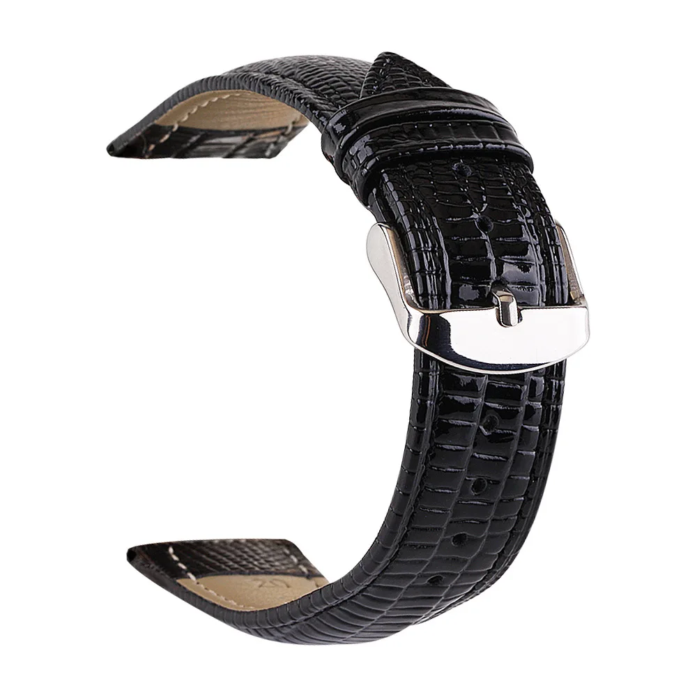 6 Colors Available 12mm-24mm Universal Lizard Pattern Watchband Shiny Leather Watch Strap Accessories