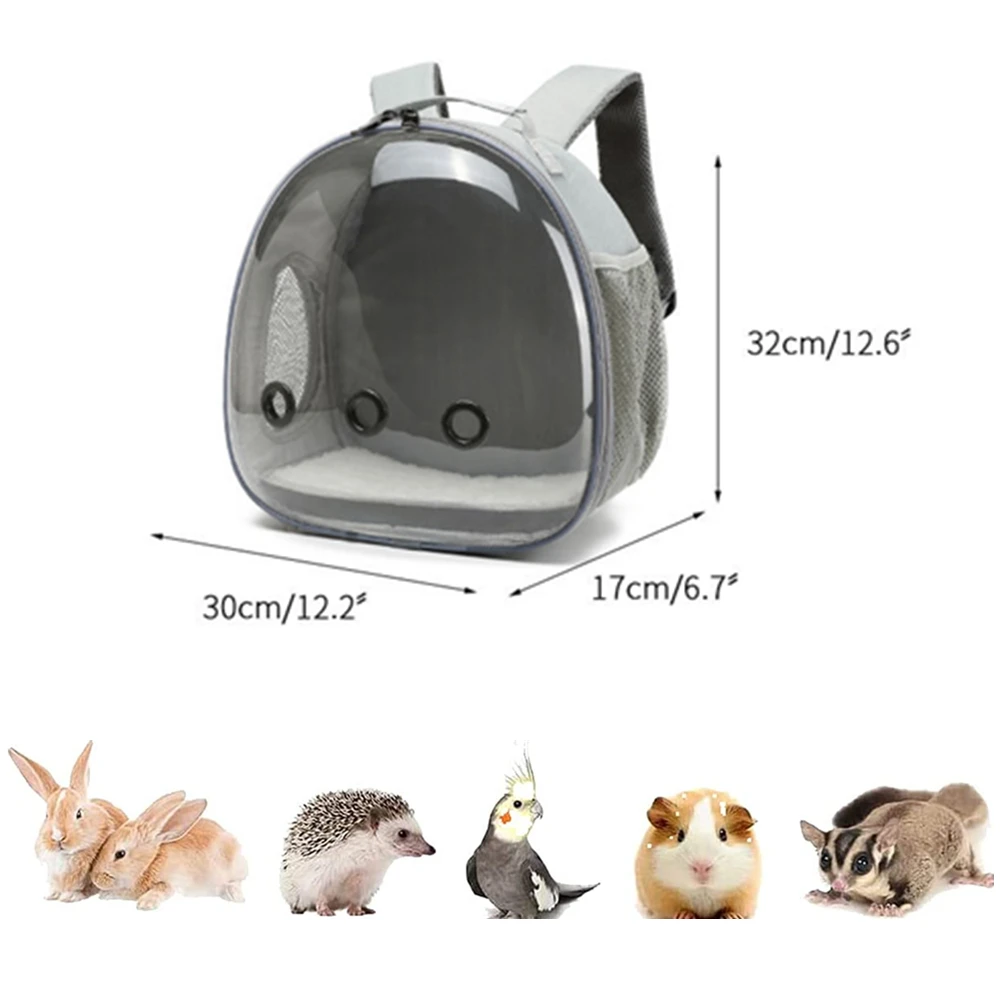 Pet Backpack Bird Carrier Bubble Bag Acrylic 180° Sightseeing for Birds Small Pet Portable Bird Cage Travel Hiking