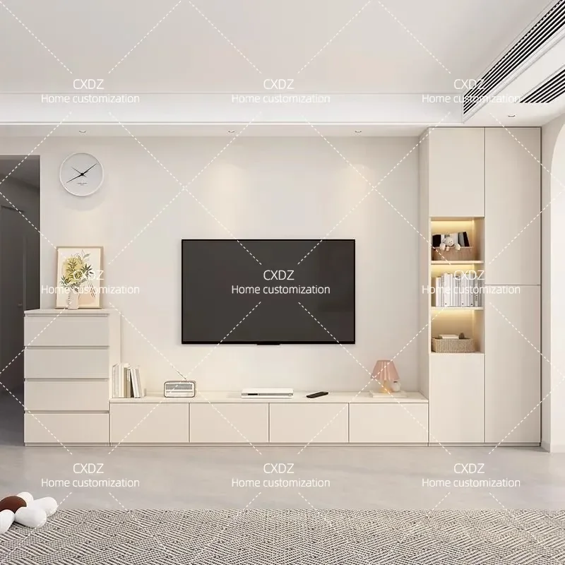 Japanese Style Solid Wood TV Cabinet High Storage Locker Combo for Living Room Background Wall Bedroom Floor Standing Media