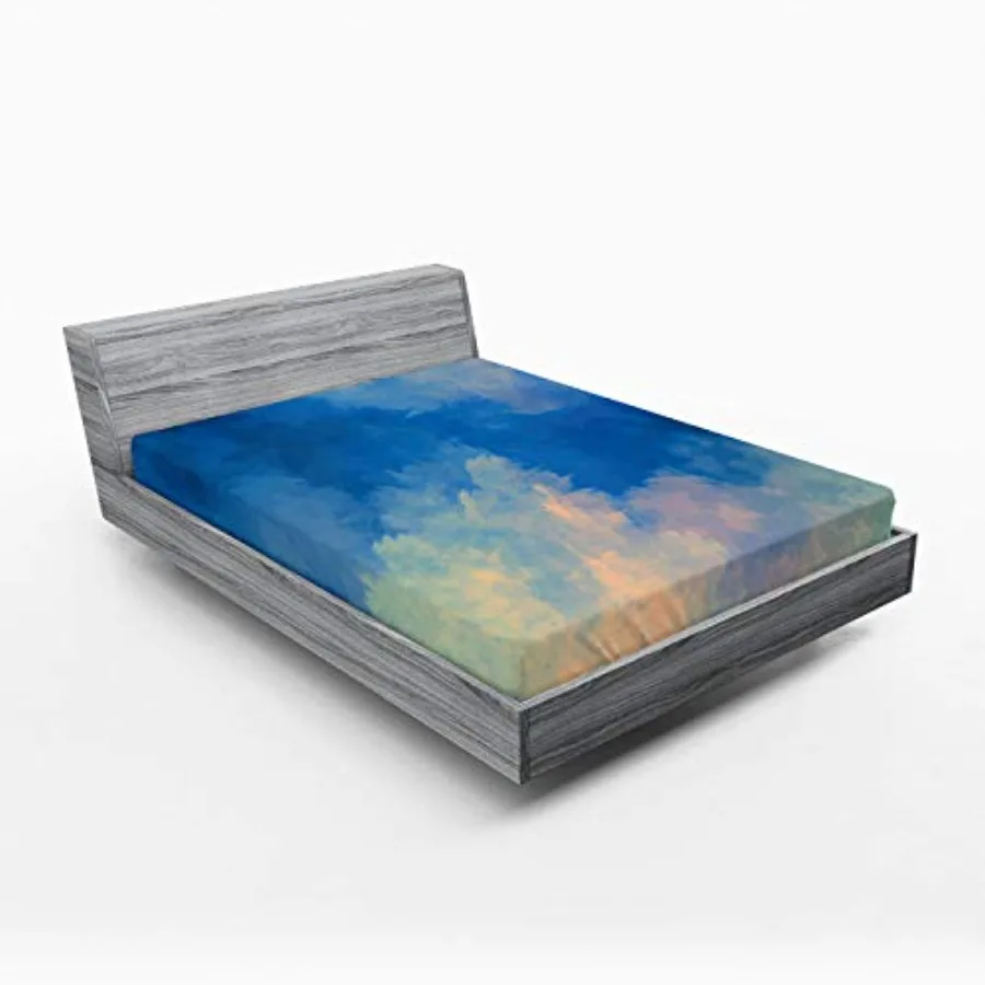 

Oil Painting 2 Pack Fitted Sheet, Pastel Abstract Sky, Bed Cover All-Round Elastic Deep Pockets 2 Pieces, Package Contains 2 Fu