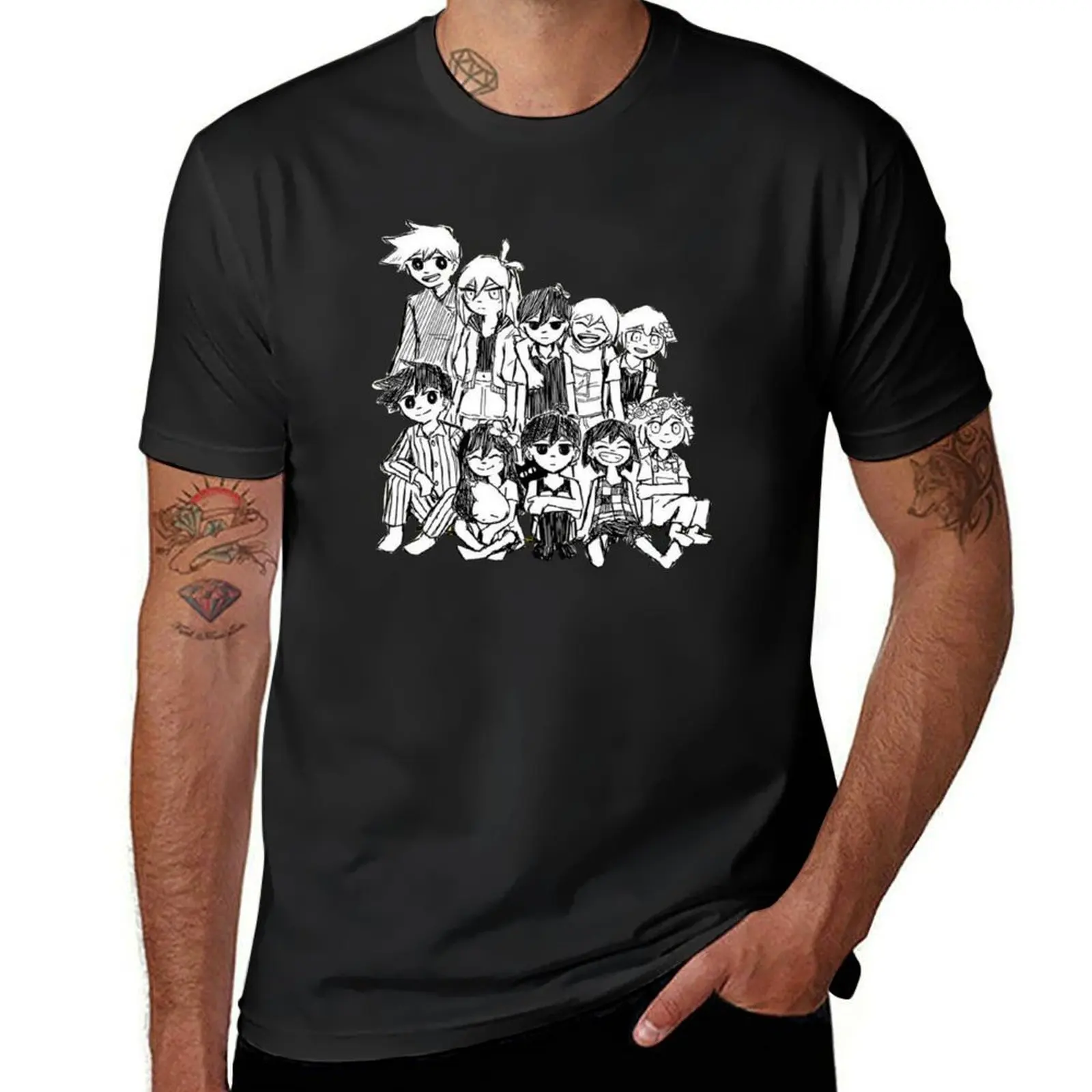 ( OMORI ) FUNNY OMORI T-Shirt boys whites quick drying mens t shirts casual stylish