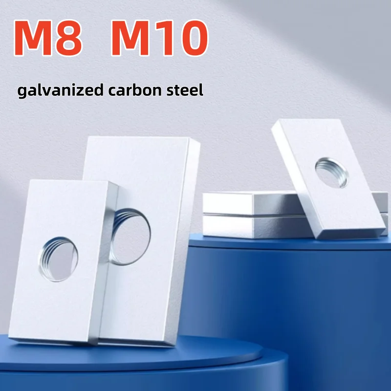 

5-50pcs Square Nut Zinc-Plated Carbon Steel Thin Rectangular Nuts Slider Block for Aluminum Profile Accessory M8 M10