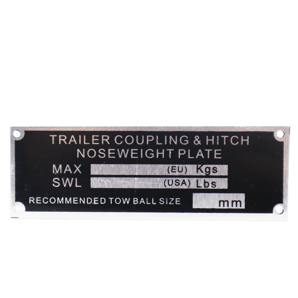 Blank TRAILER COUPLING & HITCH NOSEWEIGHT PLATE TOWBAR BALL CAR BOX CHASSIS