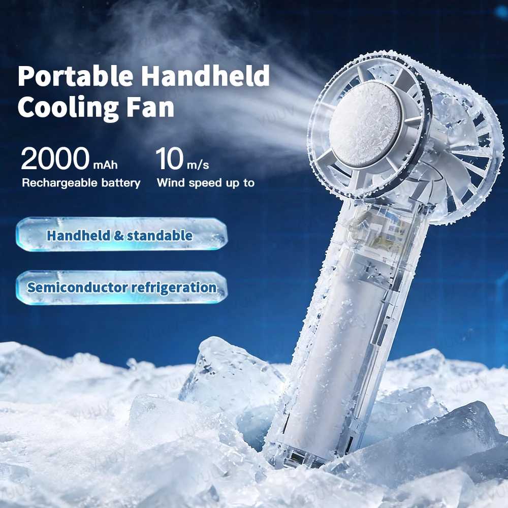 

VUUV Handheld High-Speed Cooling Fan Outdoor Transparent Mecha Fan USB Mini Desktop Turbine Ice Home Appliances Fan