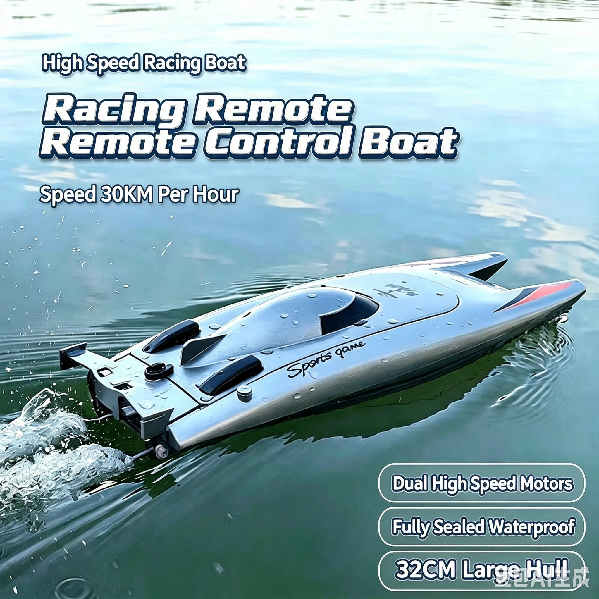 RC Boat Dual Motor High Speed 30Km/h Waterproof Radio Controlled Ship Electric Water Toys for Boys Kids Christmas Gifts
