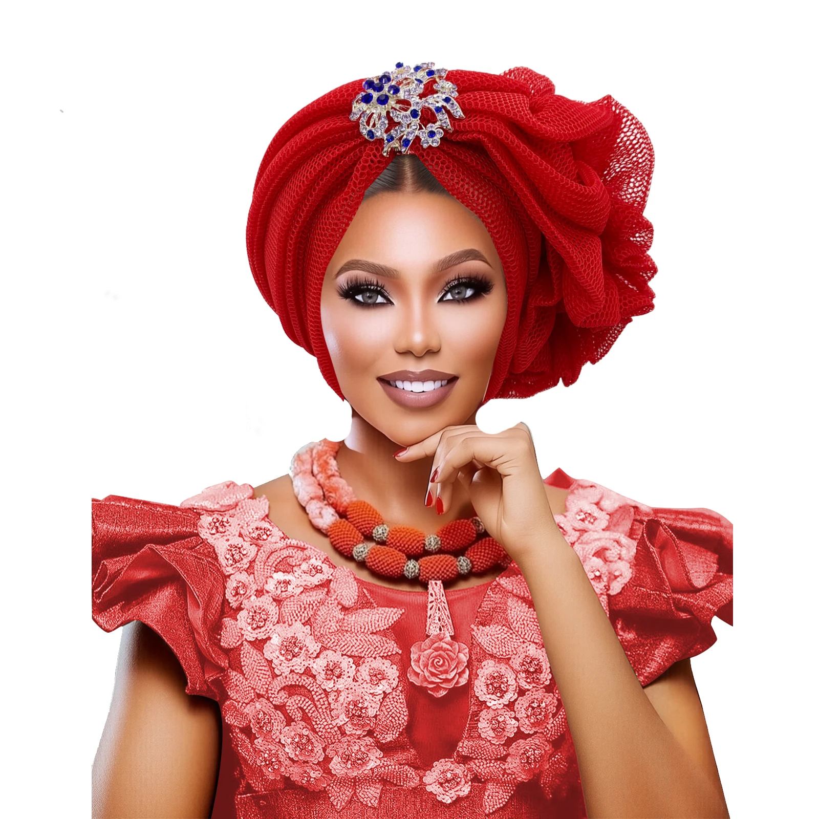 Summer Mesh Turban Cap African Women's Head Wraps Already Made Auto Gele Headtie Wedding Geles - view 5