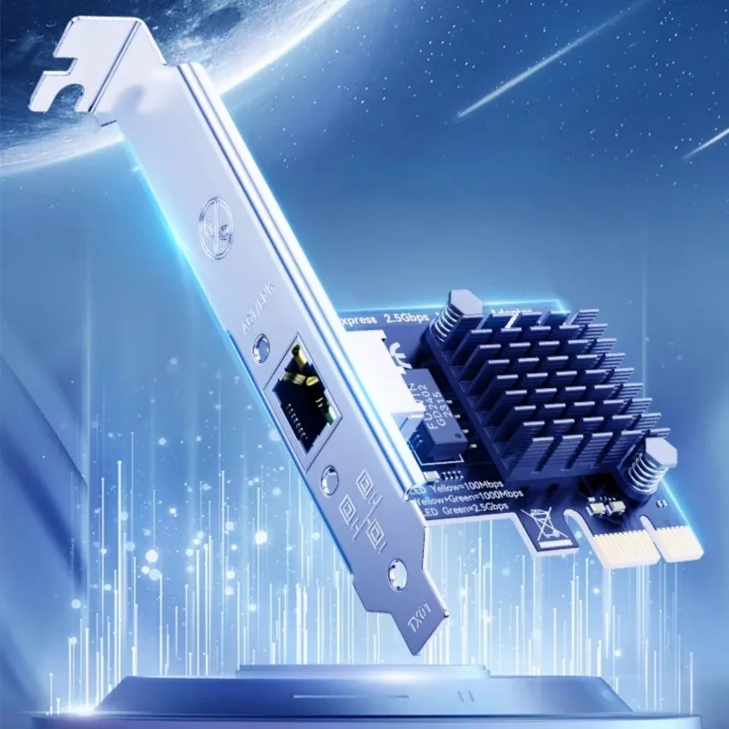 DTECH RJ45 PCI-Ex4x8 Lan Card 10/100/1000/2500Mbps Realtek 8125b Chip PCI-E to 2.5 Gigabit Network Card