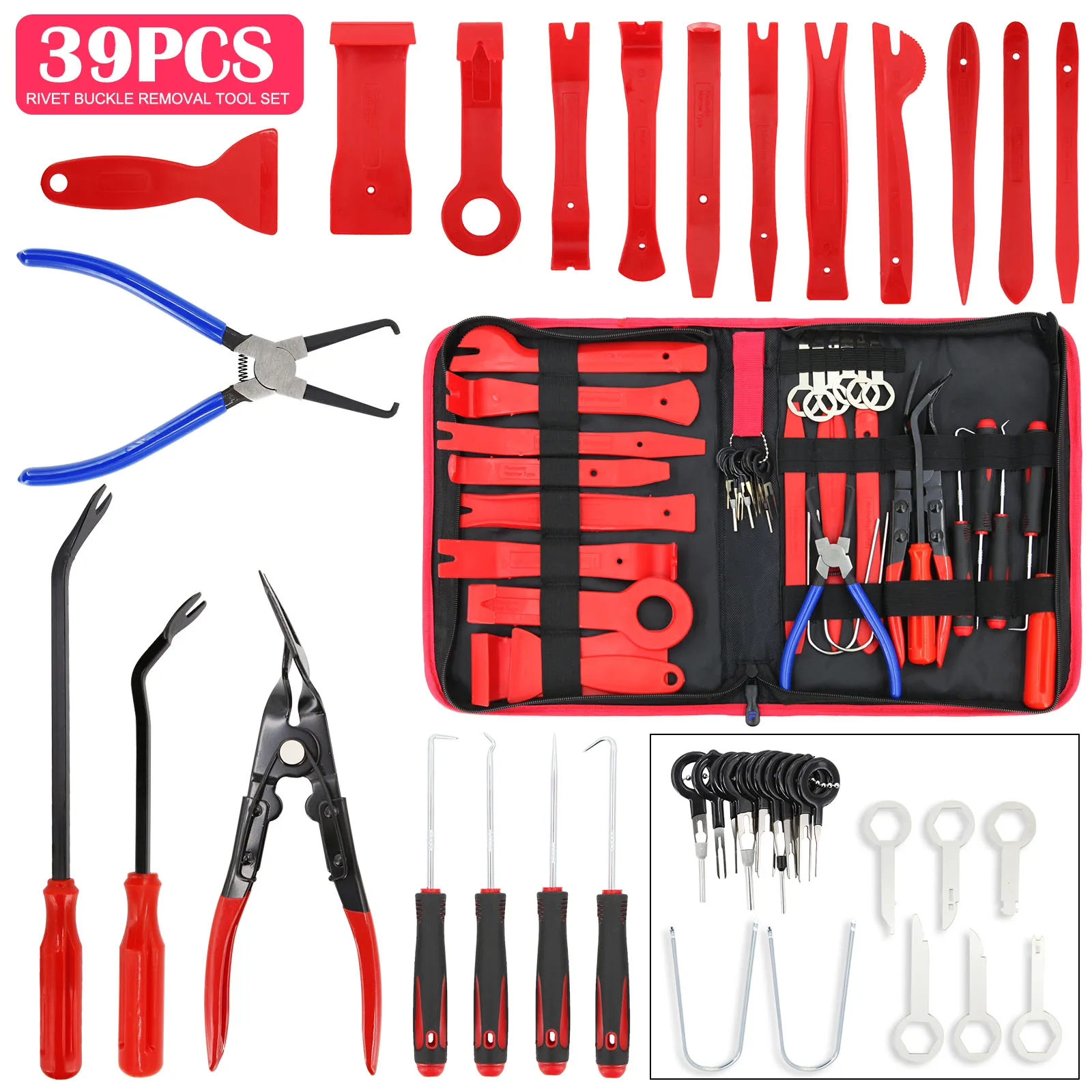 Push Pin Bumper Retainer Clip Set Fastener Terminal Remover Tool Cable Clips Pry Kit Car Panel Radio Removal Auto Clip Pliers