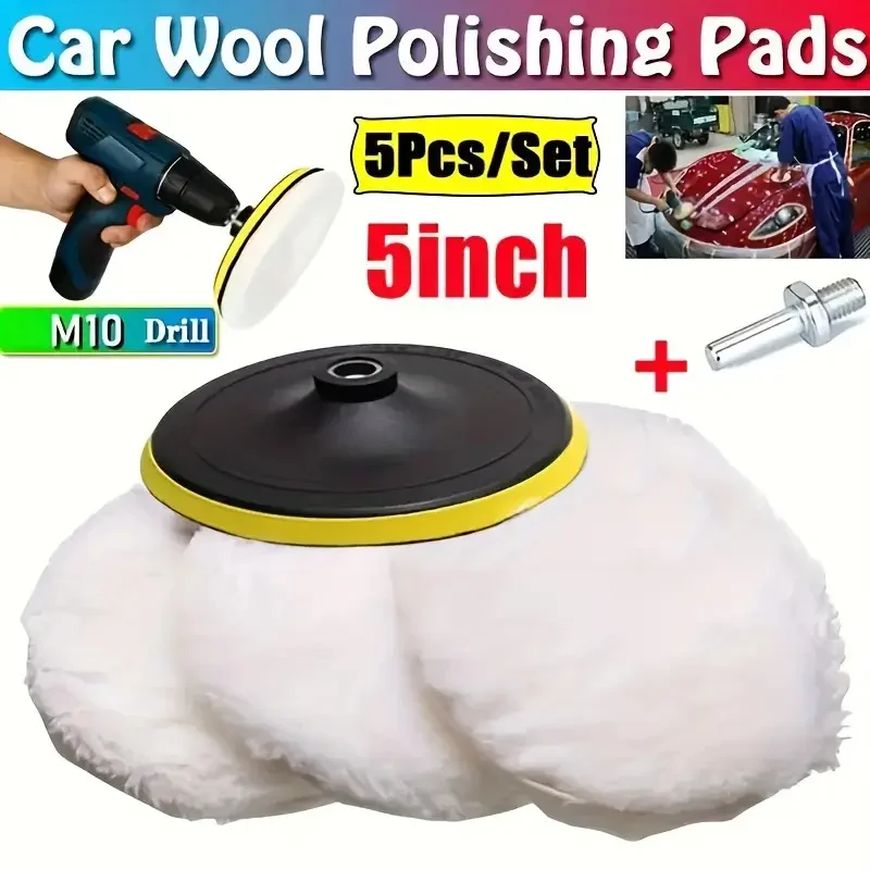 5 Stücke 5 Zoll Automotive Polieren Wachsen Polierscheibe Pads Automotive Polierer Kit Für Automotive M14 Bohrer Anschlüsse